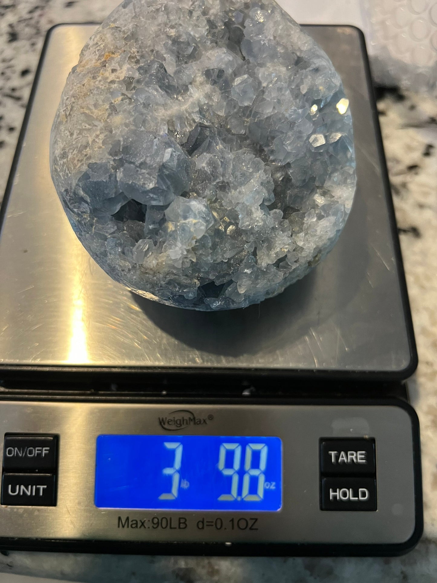 Celestite egg shape 3 pounds 6oz from Madagascar