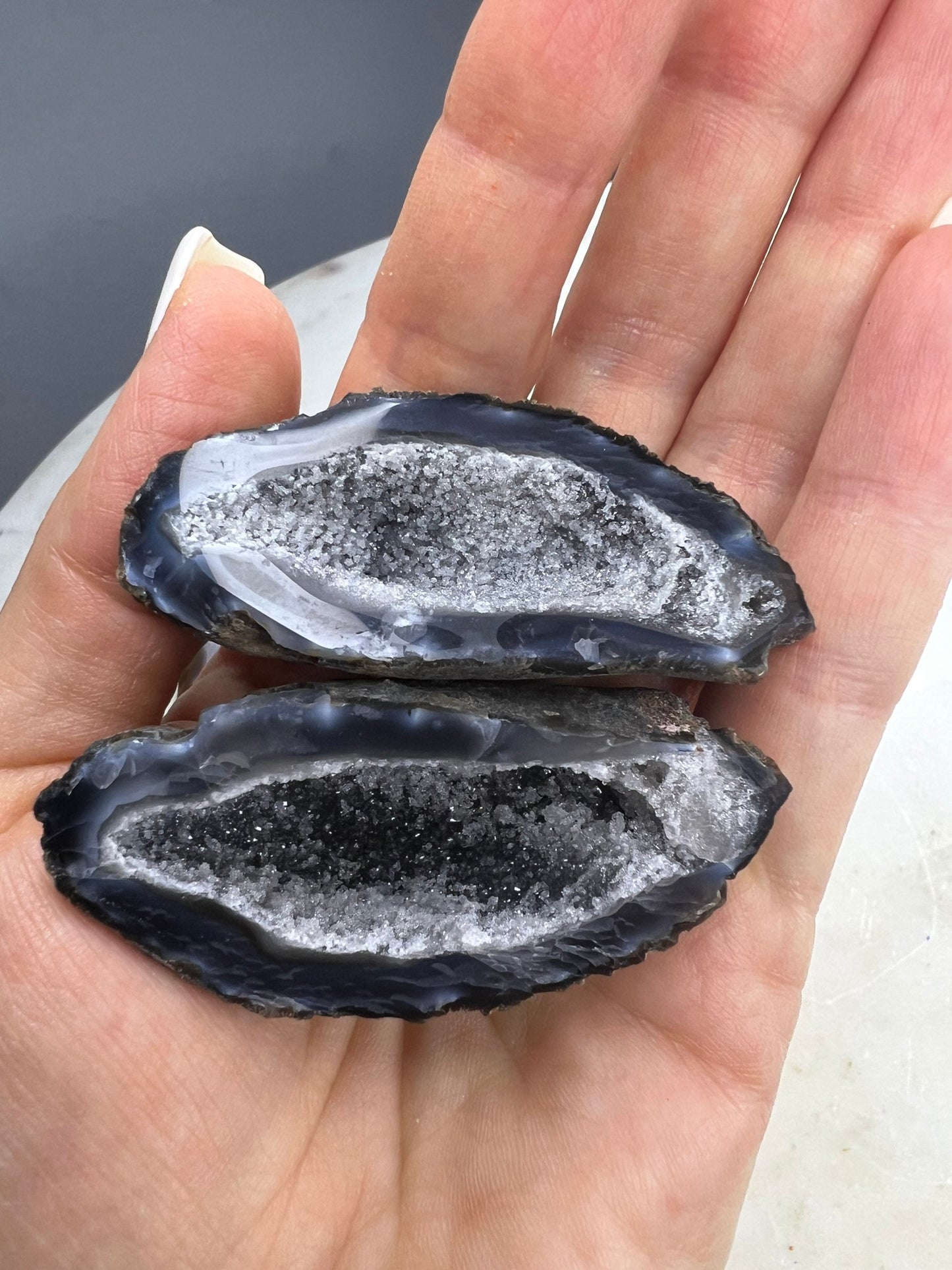 2 geode set from brazil 7oz total weight