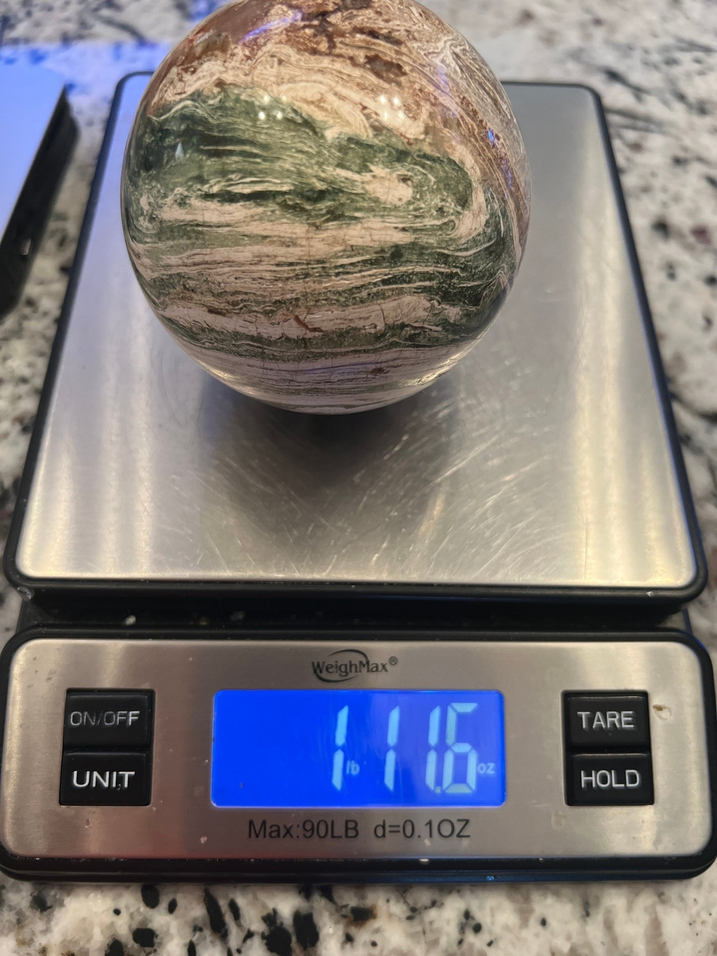 Petrified wood sphere 1lb 11oz 85mm