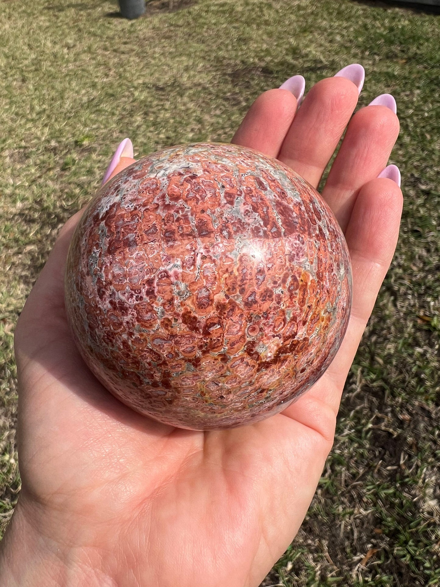 Leopard skin jasper 70mm sphere 428g