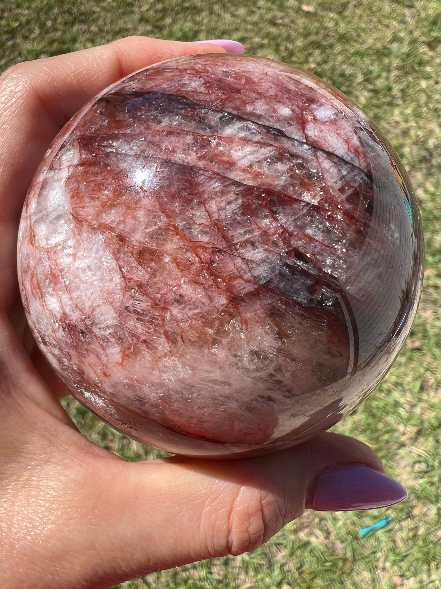 Fire Quartz sphere 1 pound 6oz and 76mm