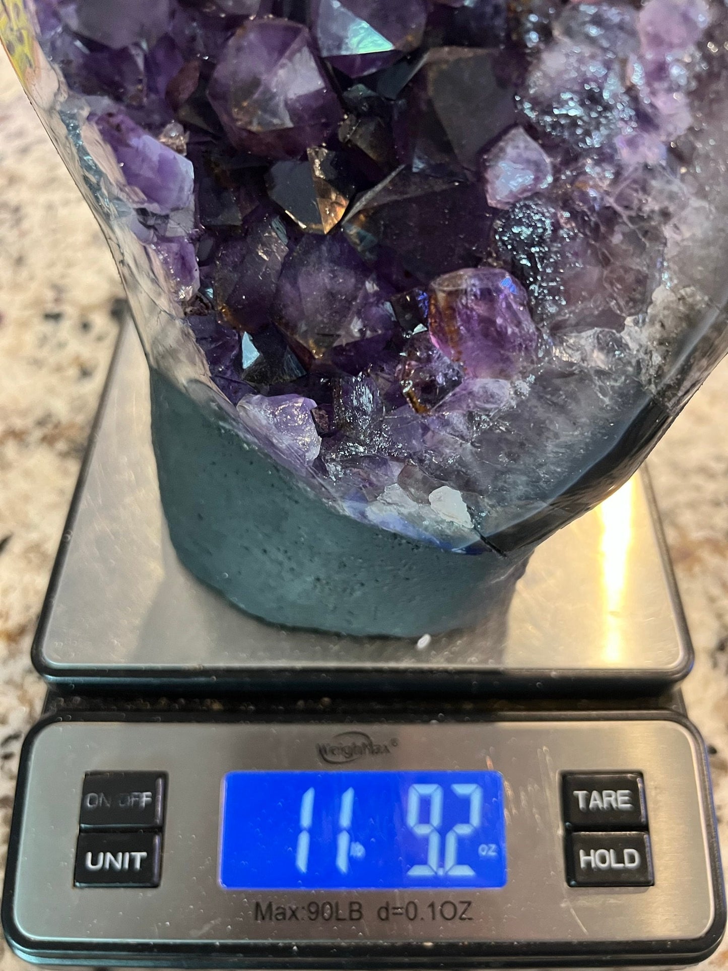 Amethyst Crystal Cluster 11.lb 9oz on base with Polished Sides from Brazil Extra A+ Dark Color
