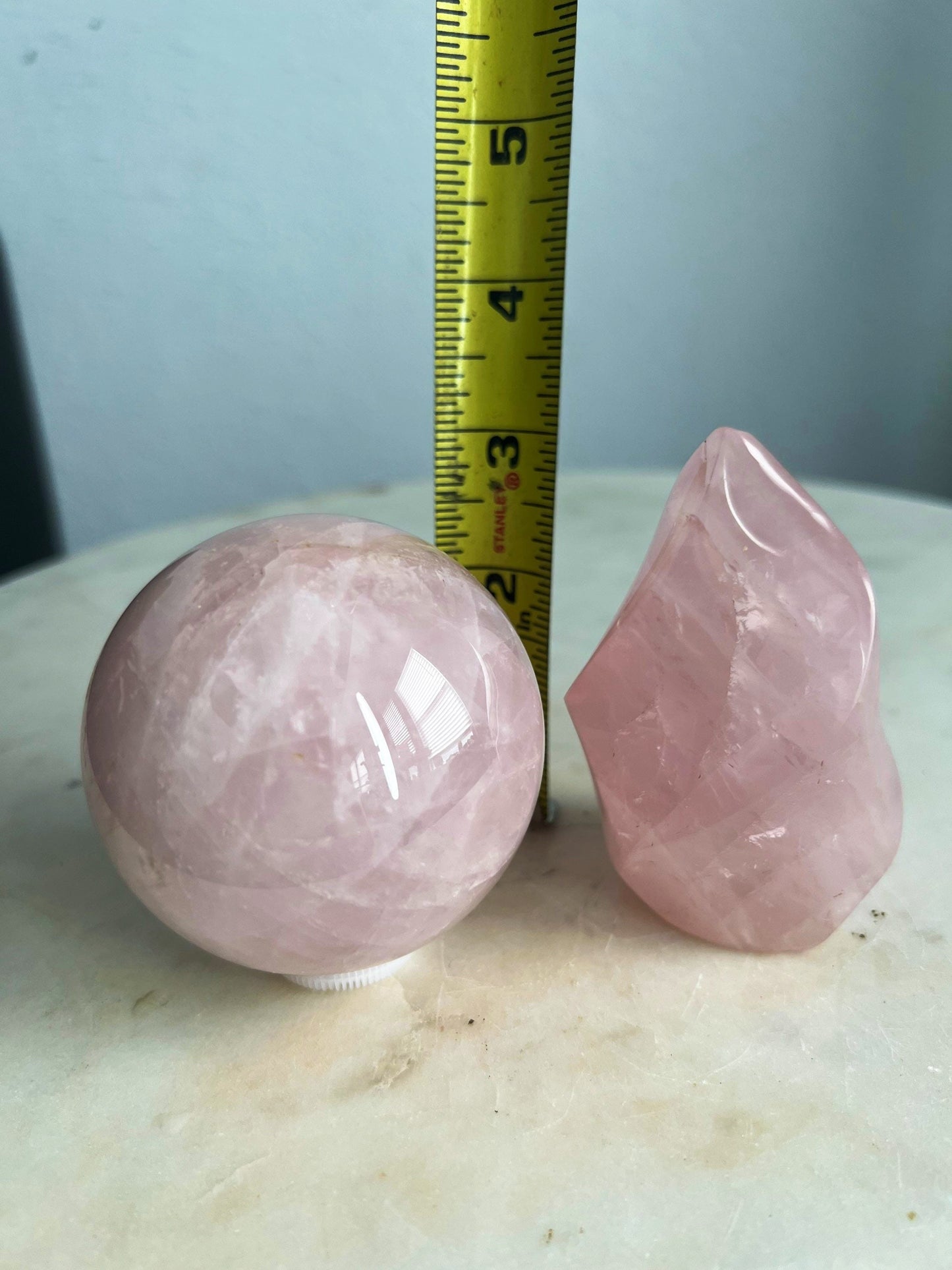 Rose Quartz sphere and flame