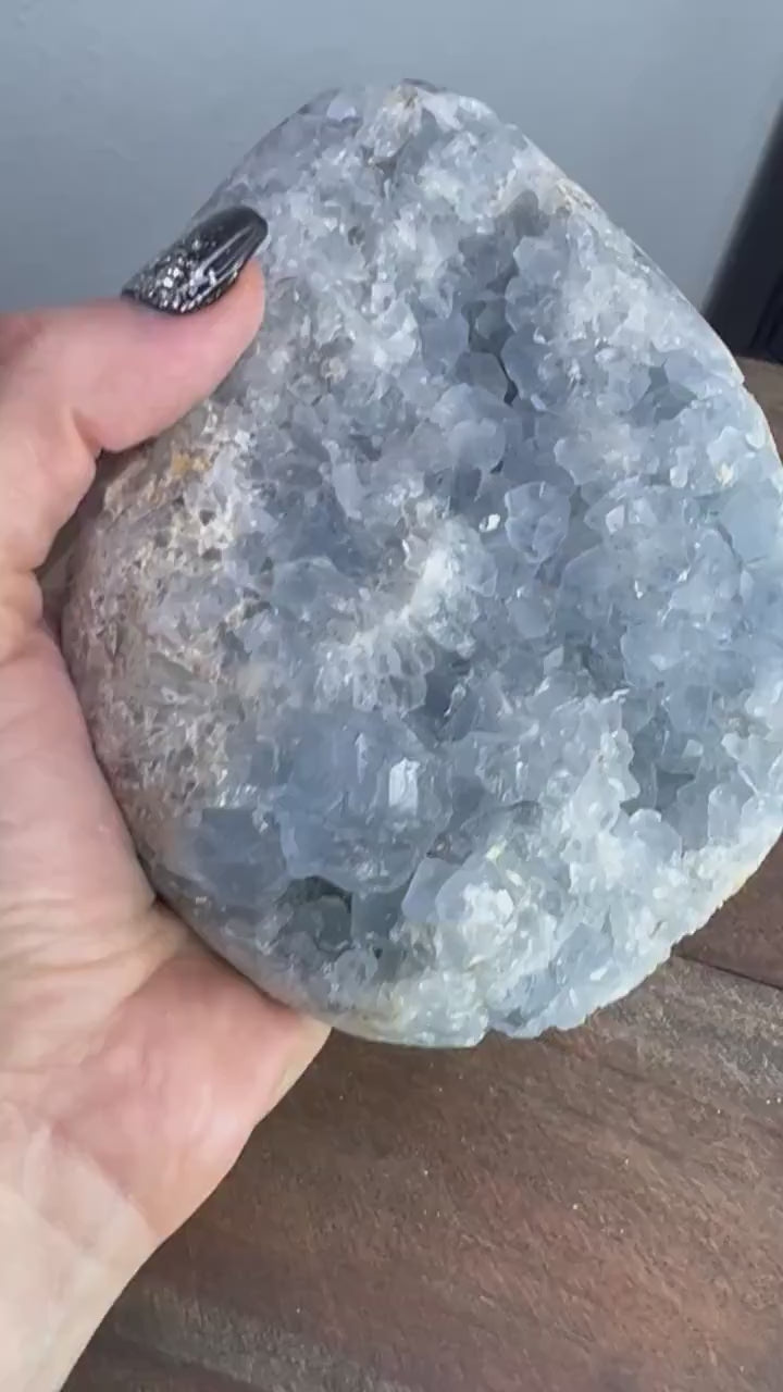 Celestite egg shape 3 pounds 6oz from Madagascar