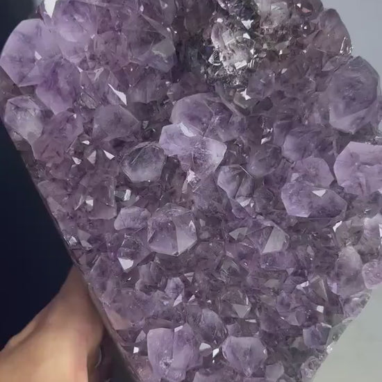 Amethyst 9pounds 8oz with Polished Sides from Brazil Extra A+ Dark Color, Open faced.