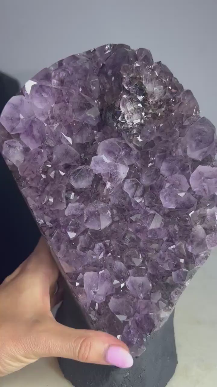 Amethyst 9pounds 8oz with Polished Sides from Brazil Extra A+ Dark Color, Open faced.