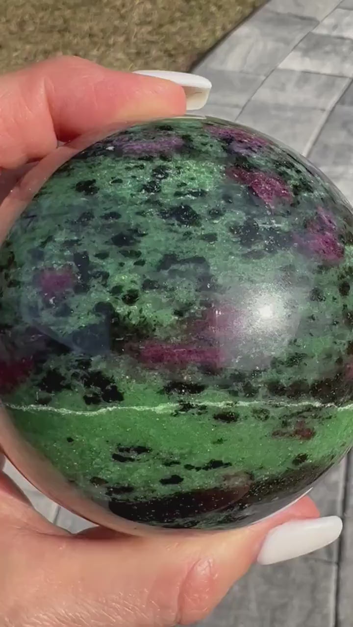 Ruby zoisite sphere 1lb 7oz 76mm
