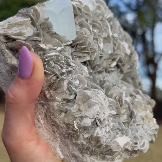 Aquamarine on muscovite matrix cluster 5 pounds