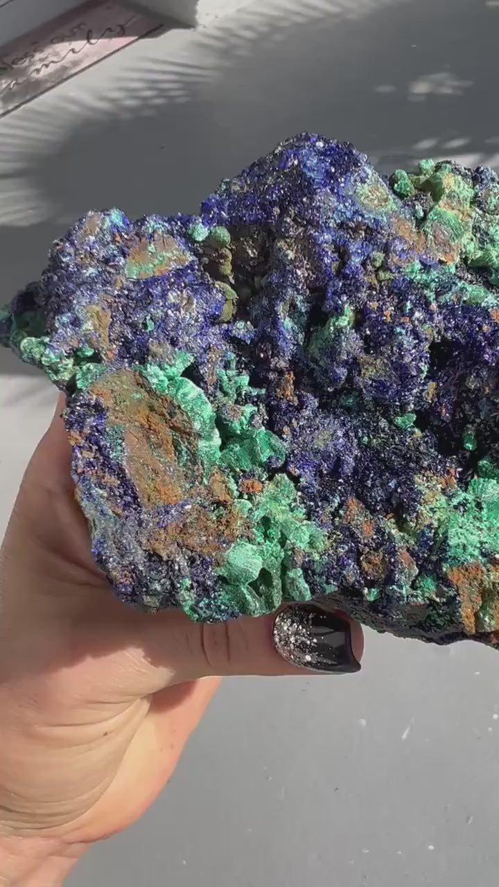 Azurite Malachite 2lbs 2oz raw cluster| Azurite and Malachite Crystal