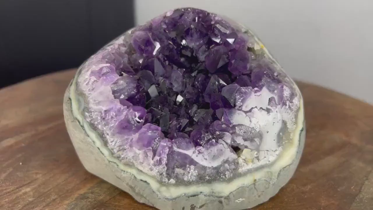 3lb Cut base Amethyst Crystal Freestanding from Brazil Dark Rich Purple Color