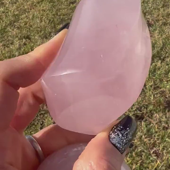 Rose Quartz sphere and flame