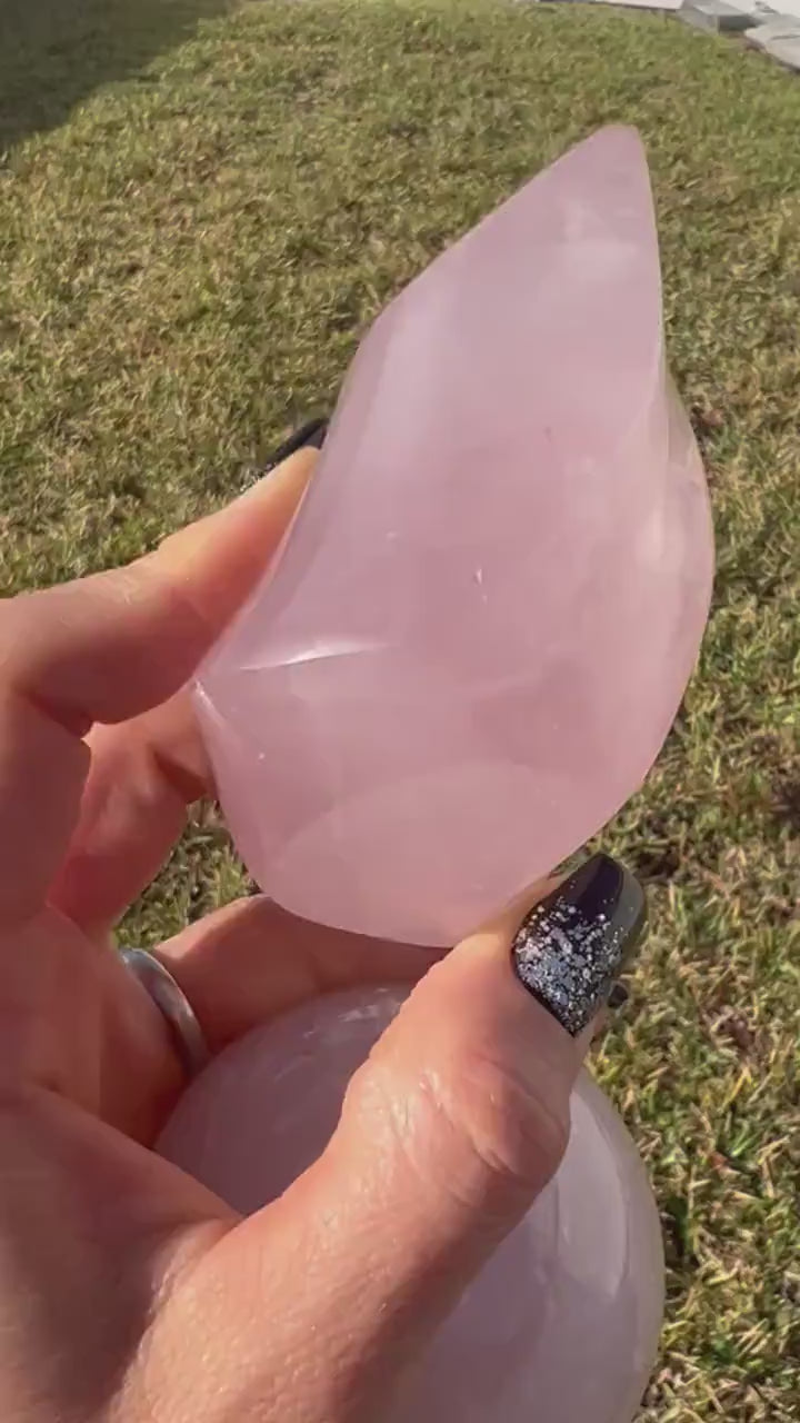 Rose Quartz sphere and flame