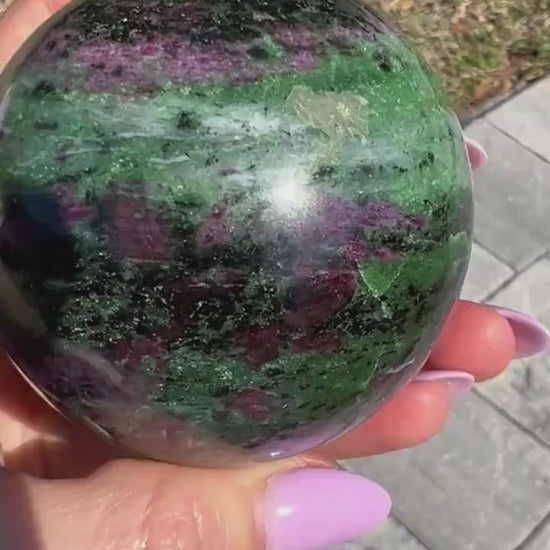 Ruby zoisite sphere and mushroom set total weight 1 pound 4 oz