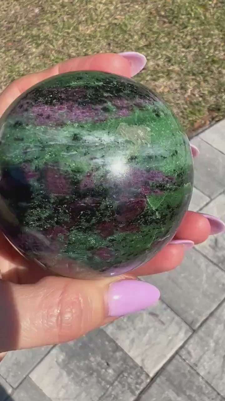 Ruby zoisite sphere and mushroom set total weight 1 pound 4 oz