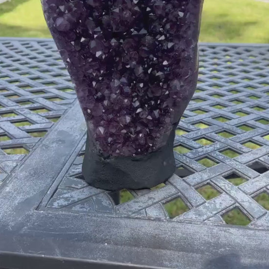 Amethyst Crystal Cluster 13lb 10oz on base with Polished Sides from Brazil Extra A+ Dark Color
