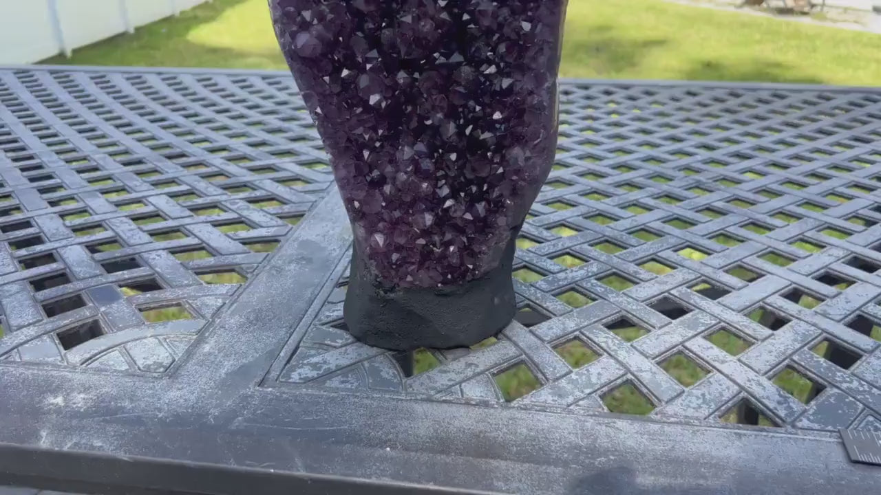 Amethyst Crystal Cluster 13lb 10oz on base with Polished Sides from Brazil Extra A+ Dark Color