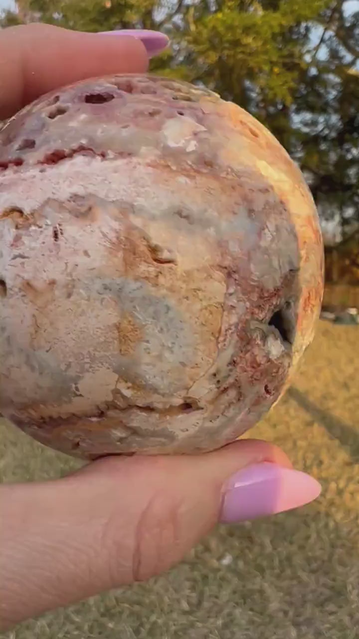 Crazy lace agate 69mm sphere 15oz