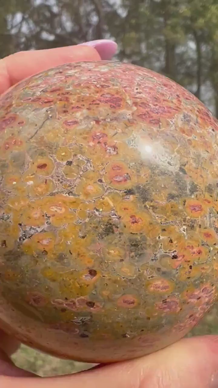 Leopard skin jasper 70mm sphere 428g