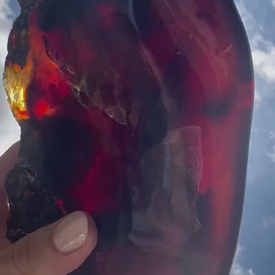 Natural Sumatran Blue Amber, freeform UV REACTIVE BLUE Half polished 502grams.