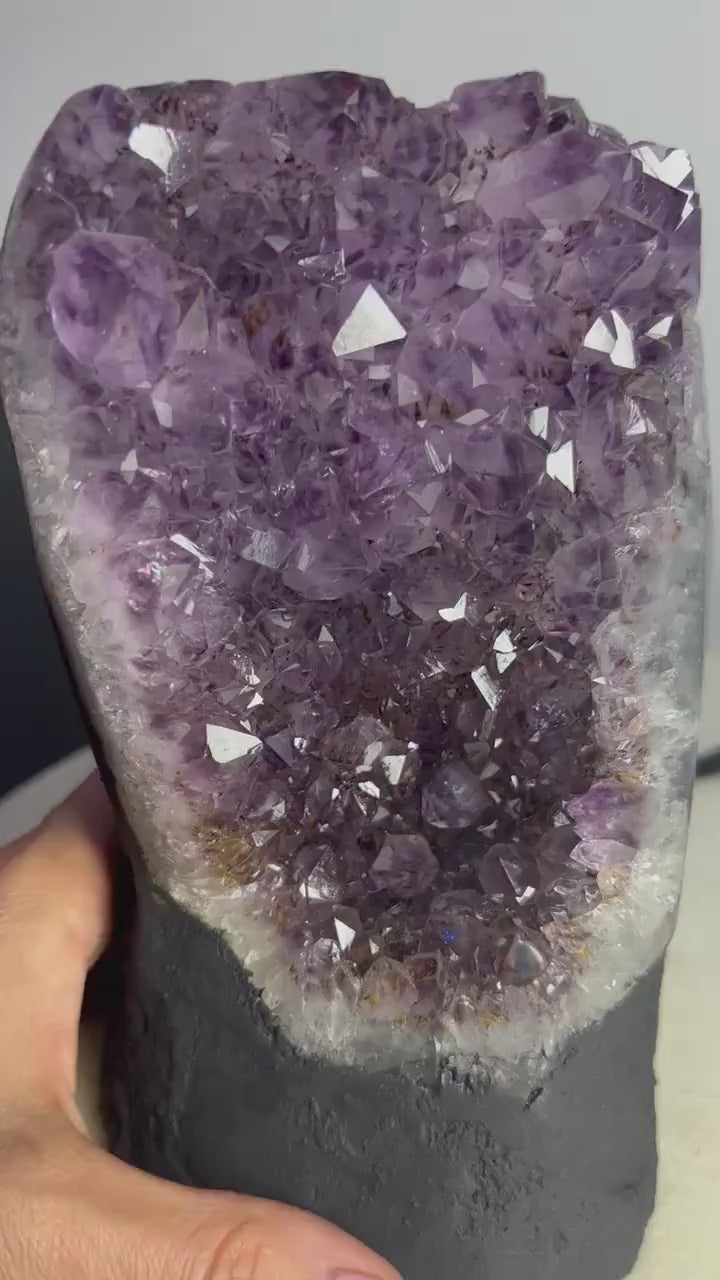 Amethyst 5.5pounds with Polished Sides from Brazil Extra A+ Dark Color, Open faced.