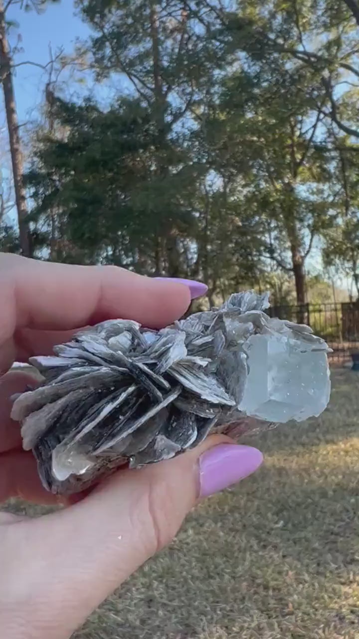 Aquamarine in Muscovite matrix cluster 136grams