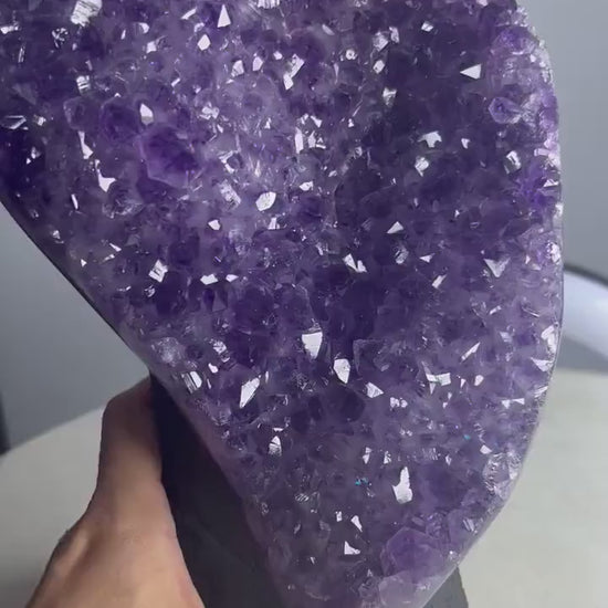 Amethyst 9 pounds 13oz with Polished Sides from Brazil Extra A+ Dark Color, Open faced.