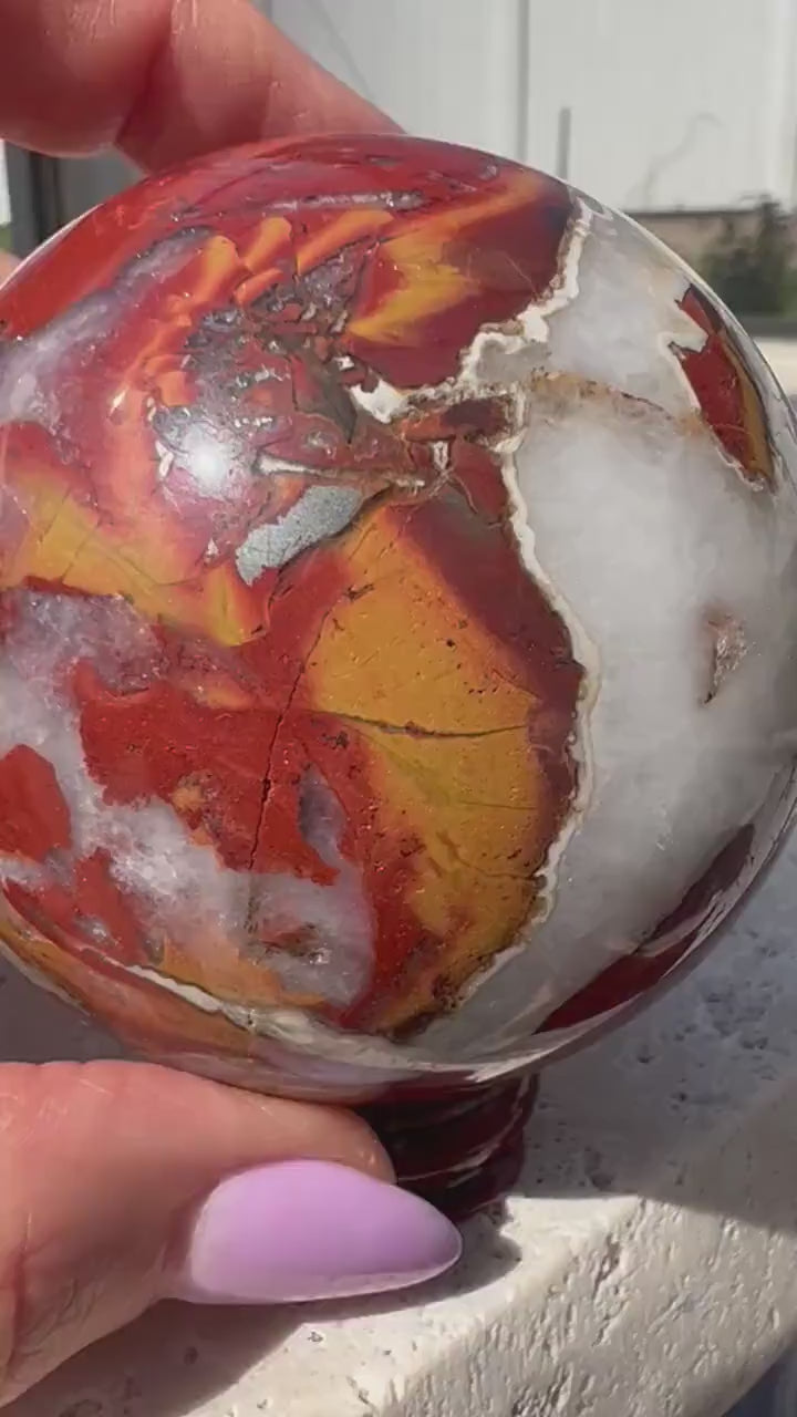 Red warring state agate 68mm sphere 1 pound