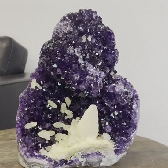 11lb Amethyst Crystal with Calcite from Brazil