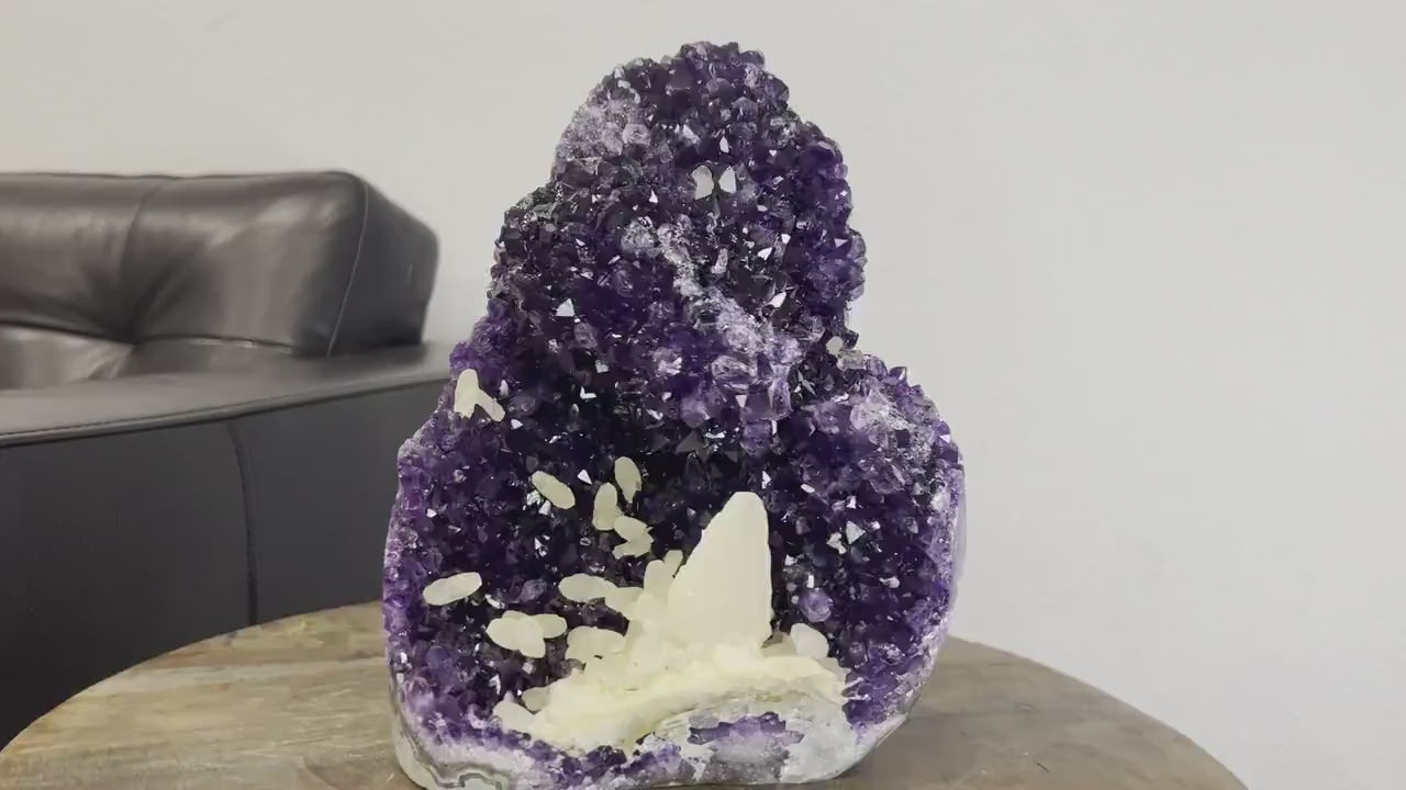 11lb Amethyst Crystal with Calcite from Brazil