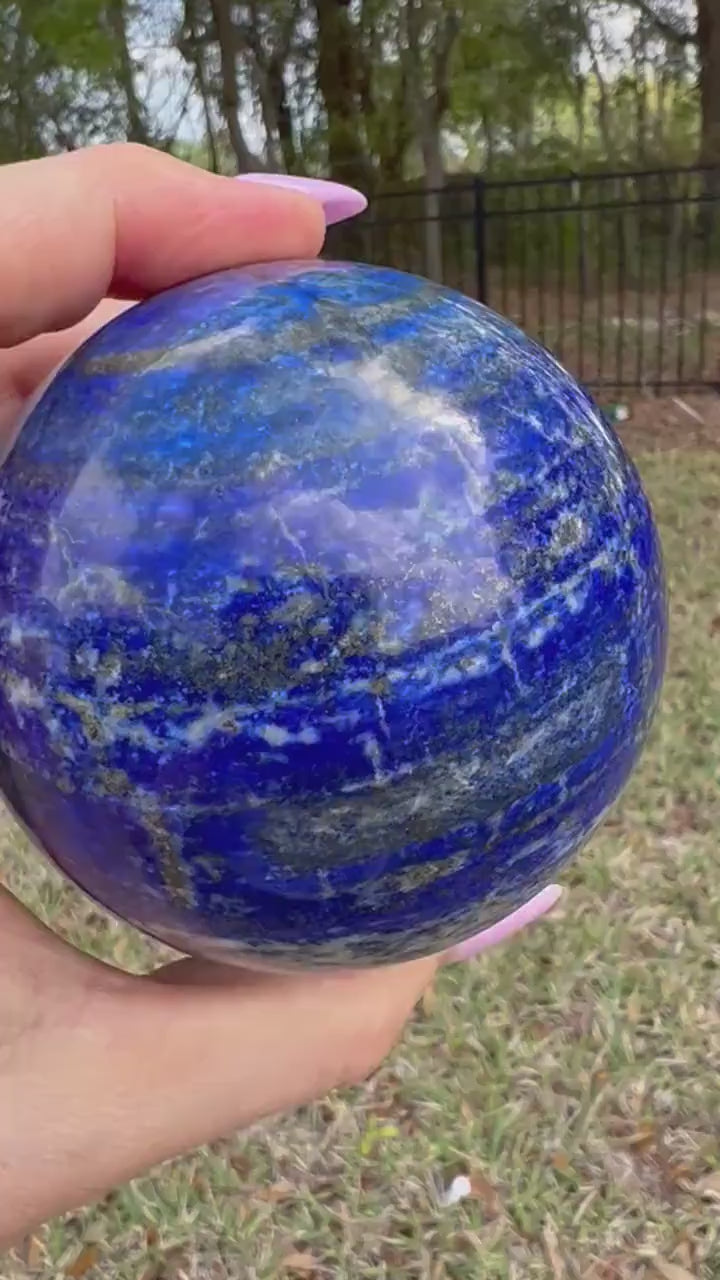 Natural lapis lazuli 74mm sphere 1 pound 7oz