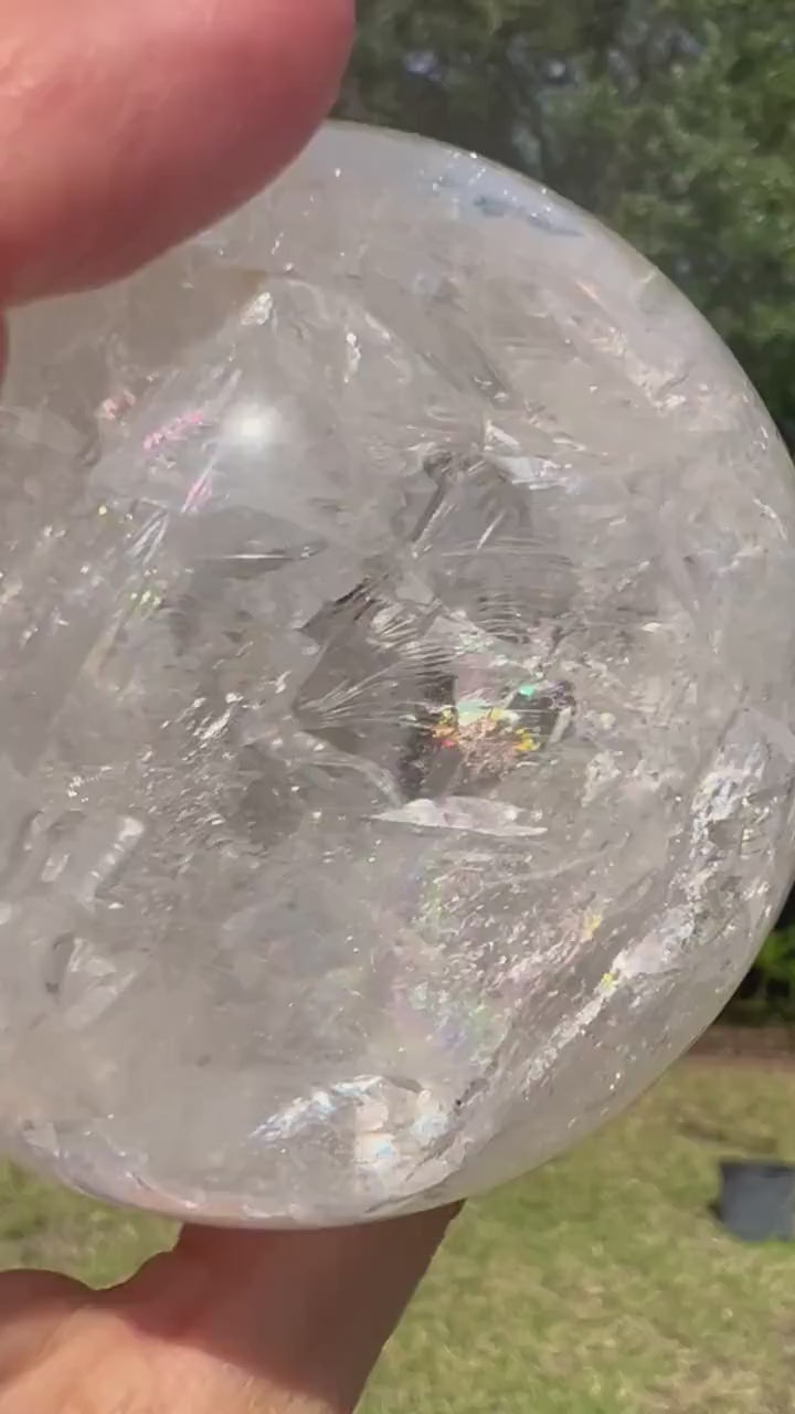 Crystal Quartz 70mm sphere from Brazil.