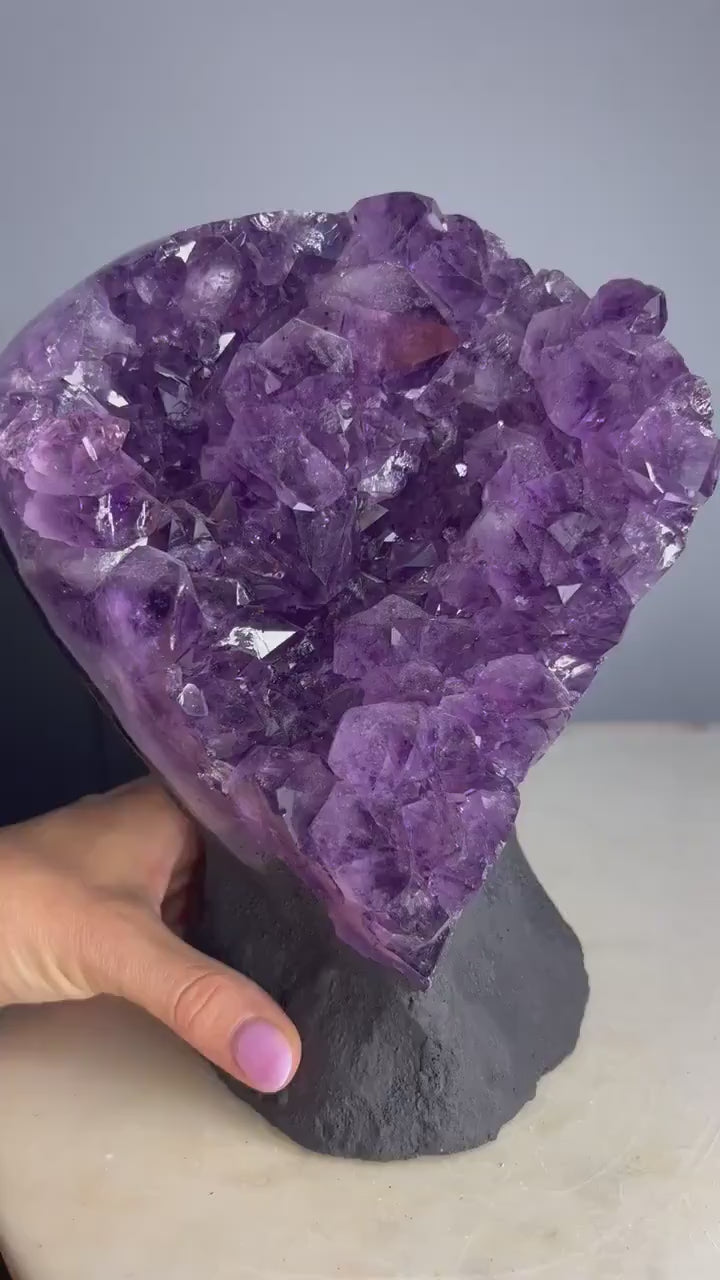 Amethyst 10pounds 11oz with Polished Sides from Brazil Extra A+ Dark Color, Open faced.