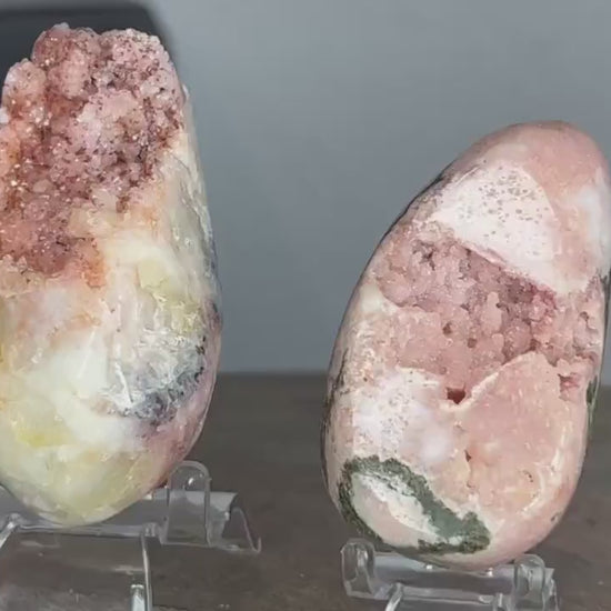 2 Piece Pink Amethyst  Polished Cluster Crystal Set 296g total weight from Brazil