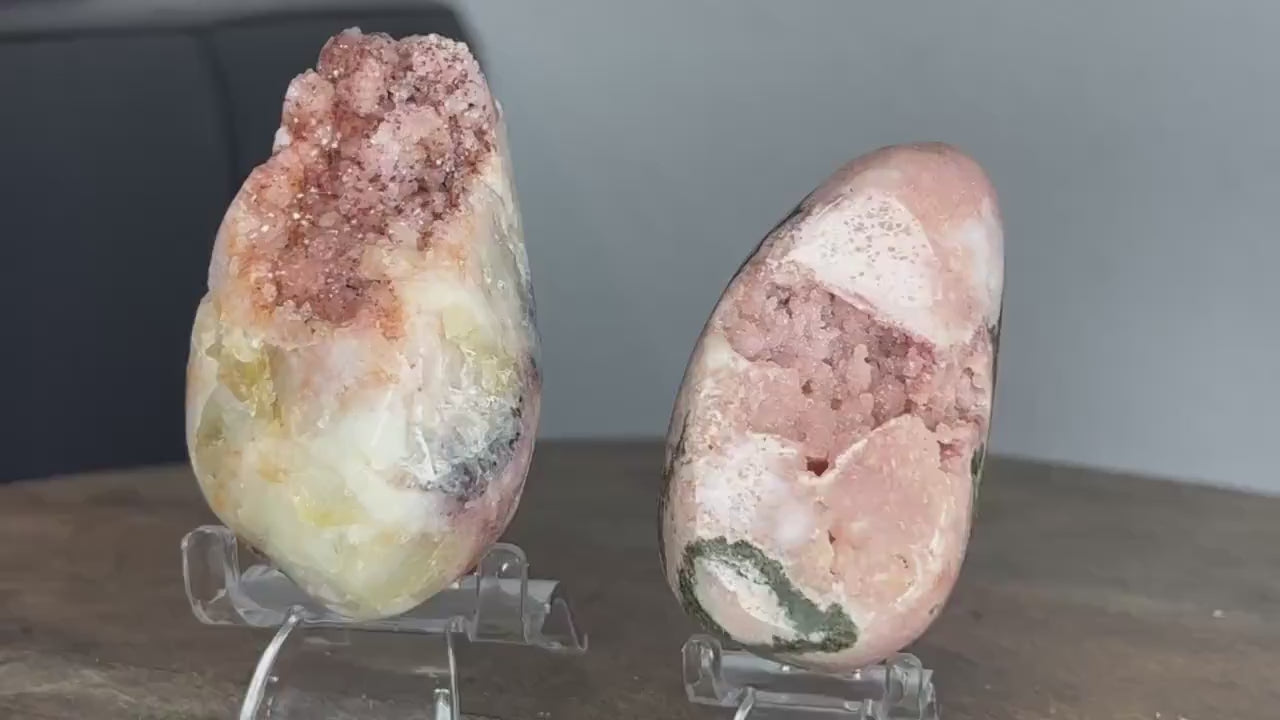 2 Piece Pink Amethyst  Polished Cluster Crystal Set 296g total weight from Brazil