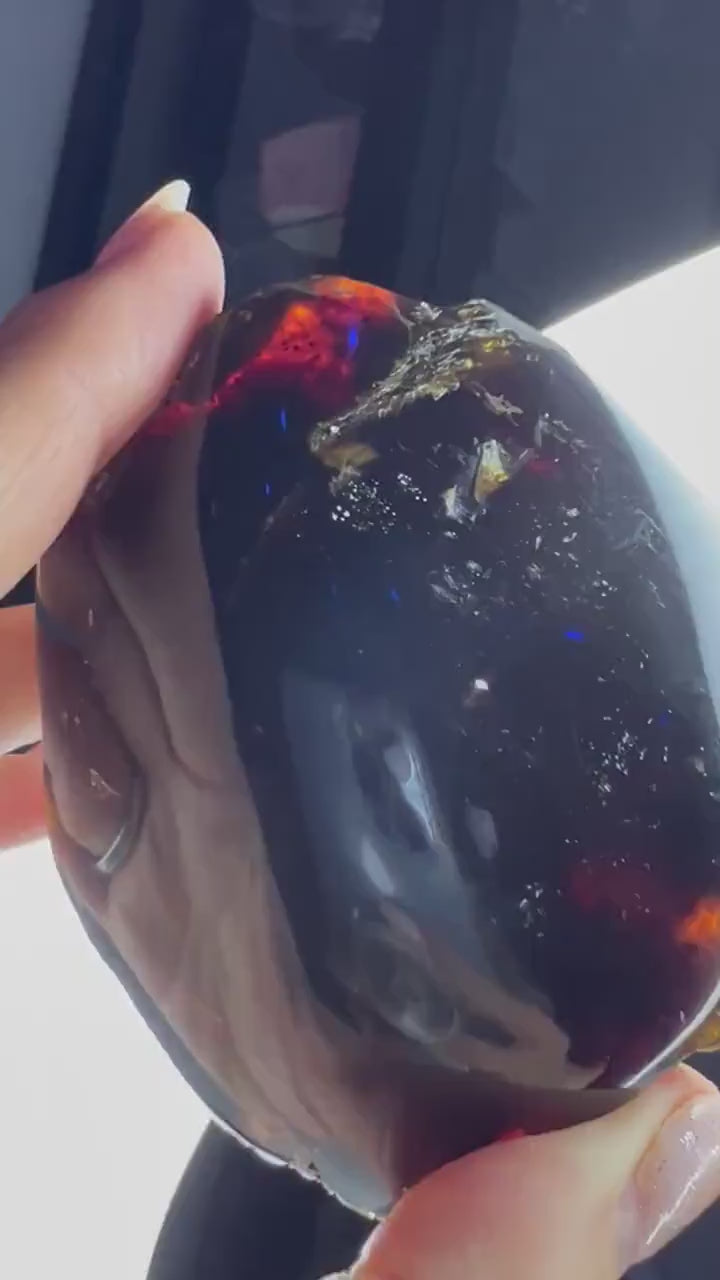 Natural Sumatran Blue Amber, freeform UV REACTIVE BLUE Half polished. 2 pieces total weight 160grams