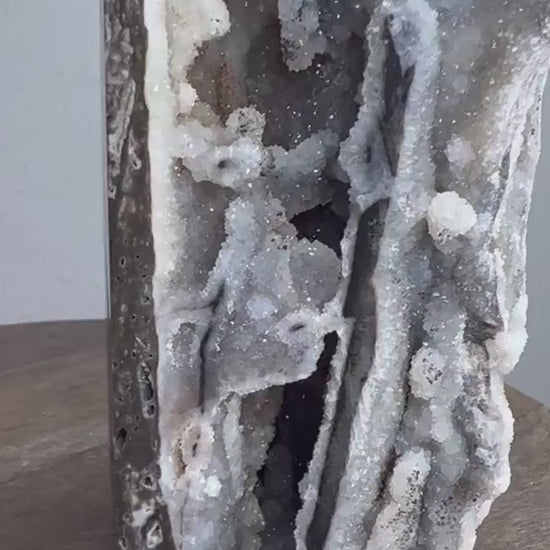 Extra Large DRUZY Gray white Sphalerite Tower Point Crystal Stone Sparkle Shine 4lb 6.4oz 10.5inches in height