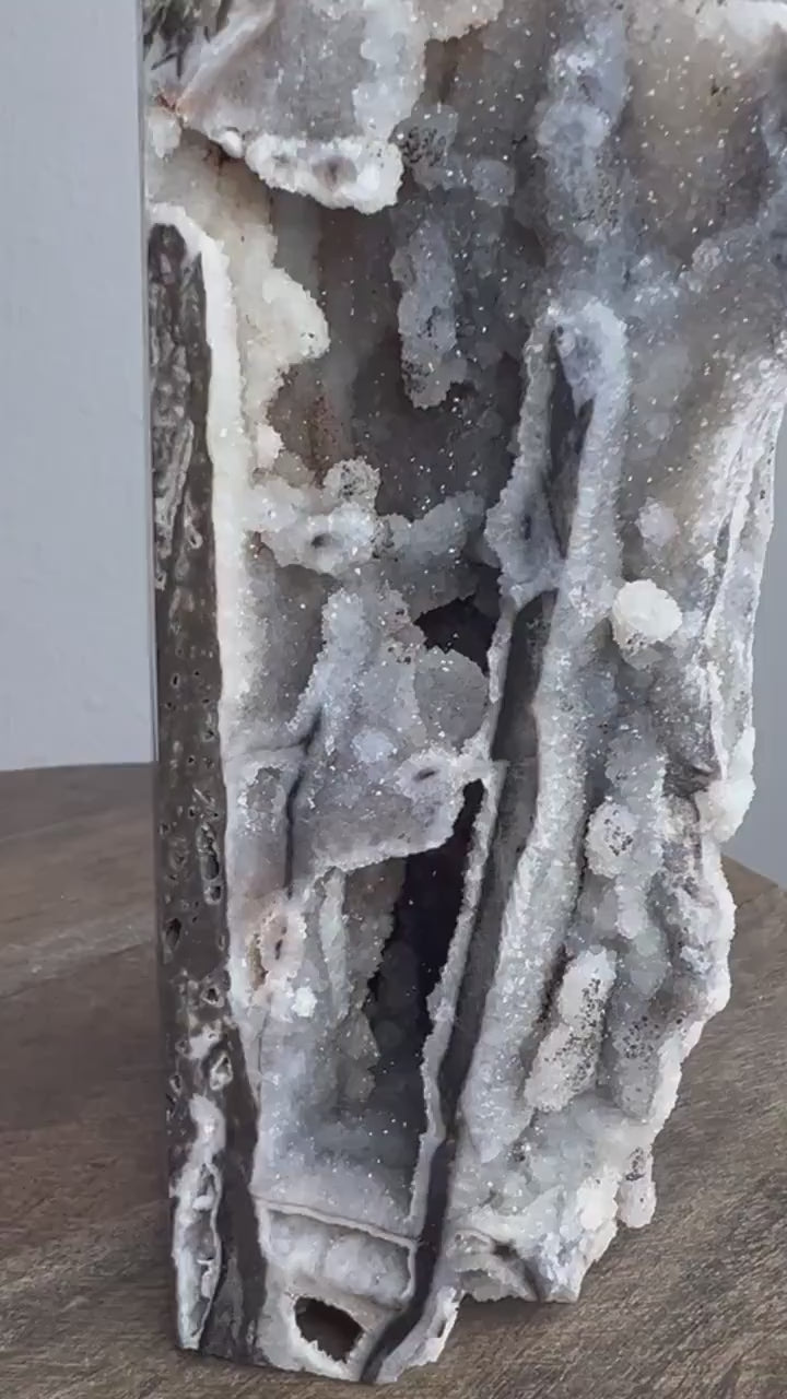 Extra Large DRUZY Gray white Sphalerite Tower Point Crystal Stone Sparkle Shine 4lb 6.4oz 10.5inches in height