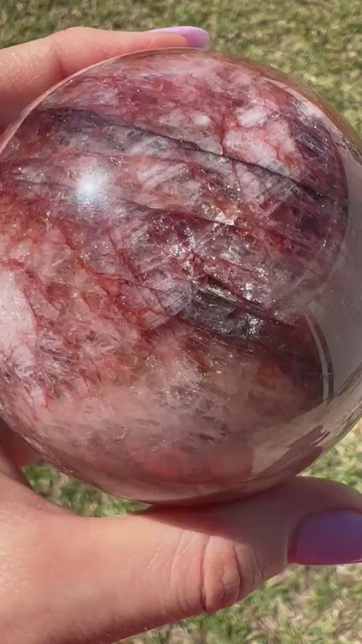 Fire Quartz sphere 1 pound 6oz and 76mm