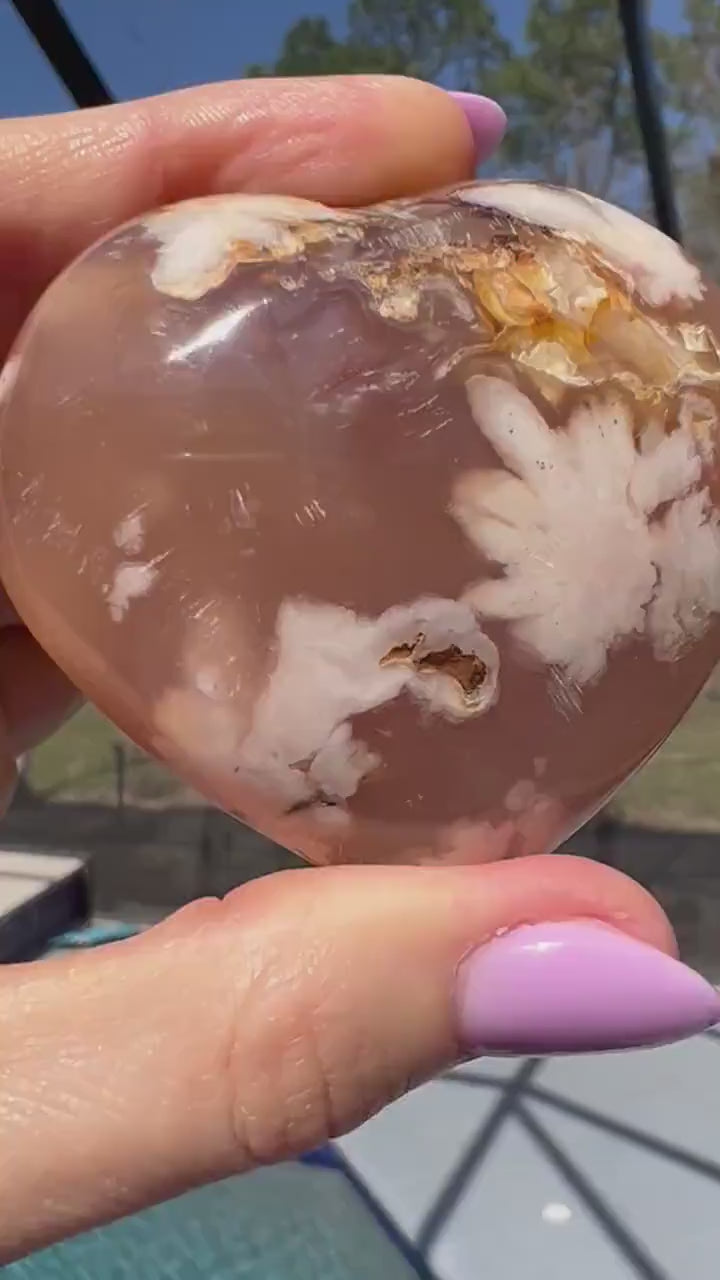 Flower agate heart 140grams