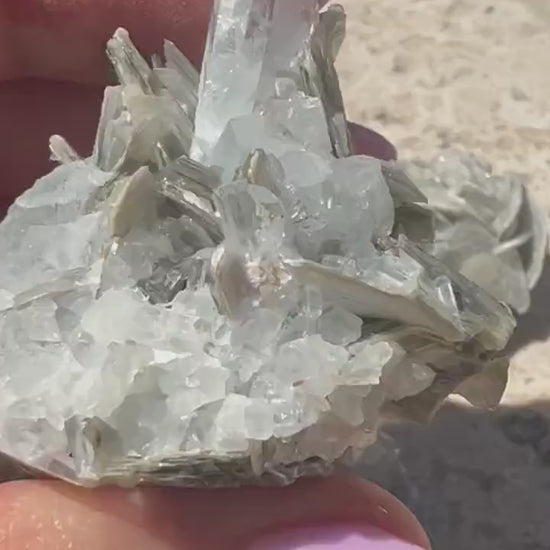 Aquamarine on mica 6 small clusters total weight 208grams