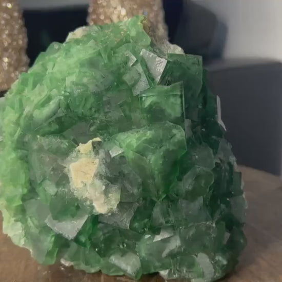 UV Reactive Green Fluorite Cubes-Madagascar - Natural 6.68lbs