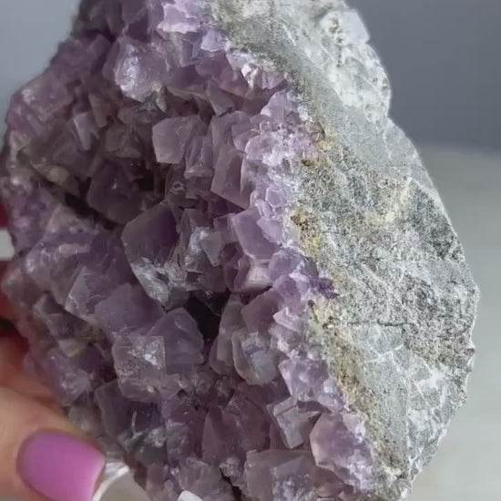 light purple Cubed fluorite Cluster 1pound 15oz 6 inches long