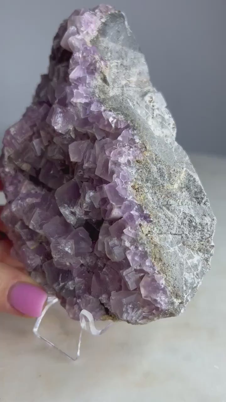 light purple Cubed fluorite Cluster 1pound 15oz 6 inches long