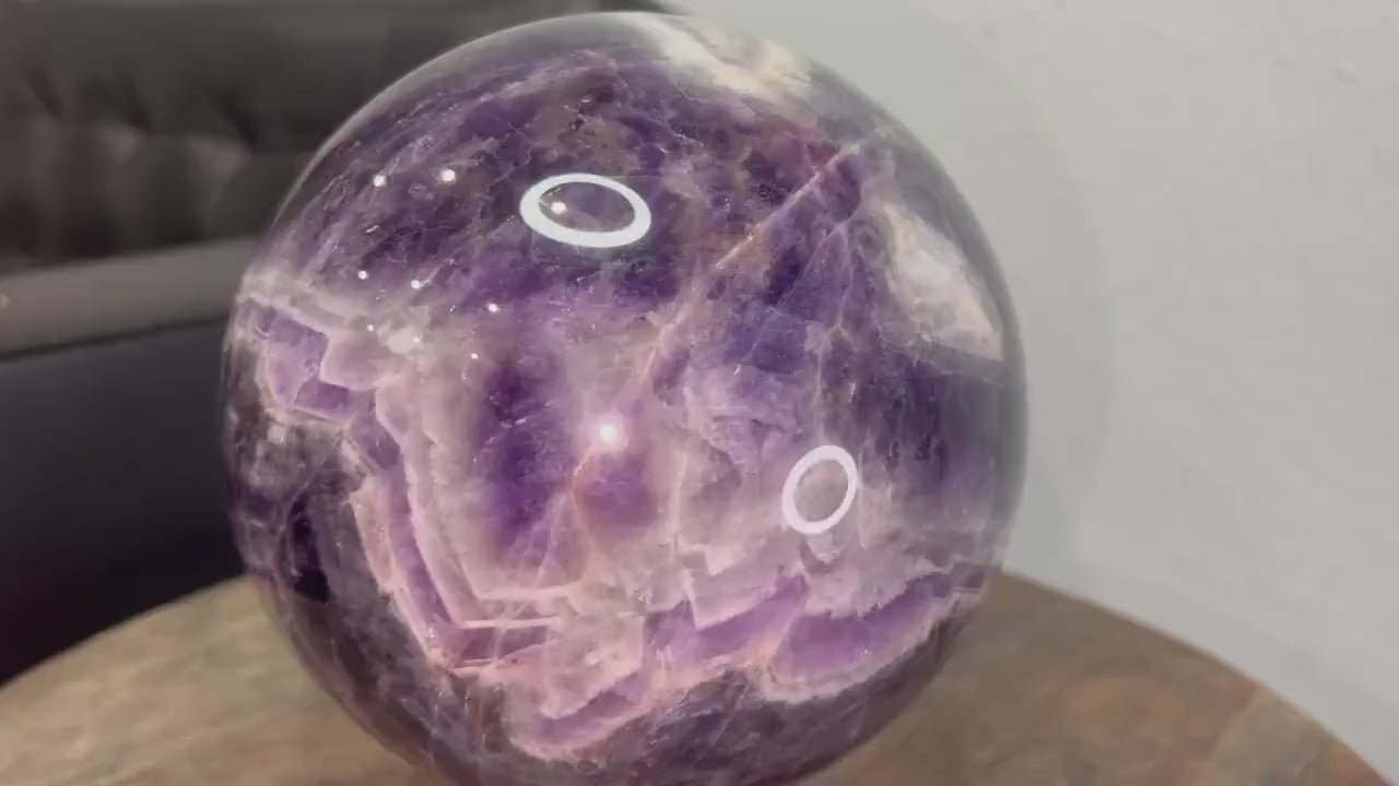 11lb 10oz Chevron Dream Amethyst Crystal Ball Sphere Amazing Quality 150mm (5.9in)