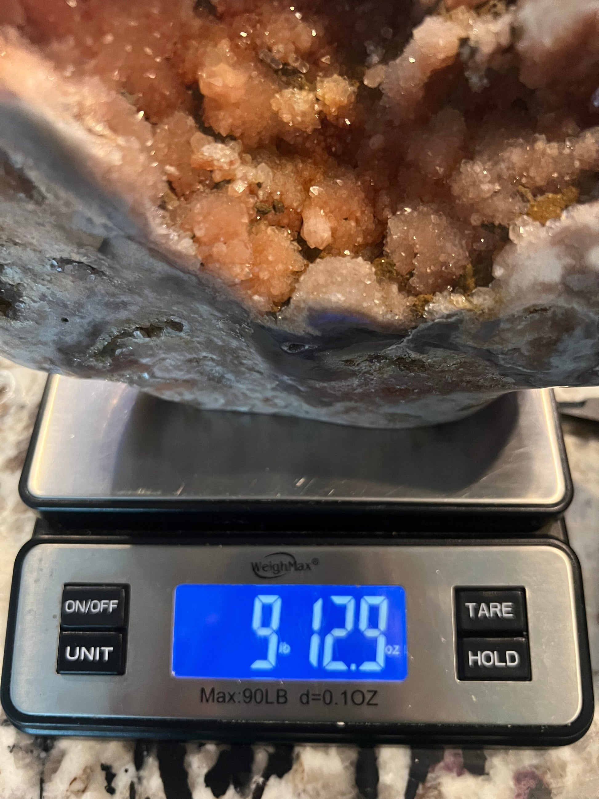 Large Pink/peachy color tone Amethyst freeform 9lb 12oz from Brazil