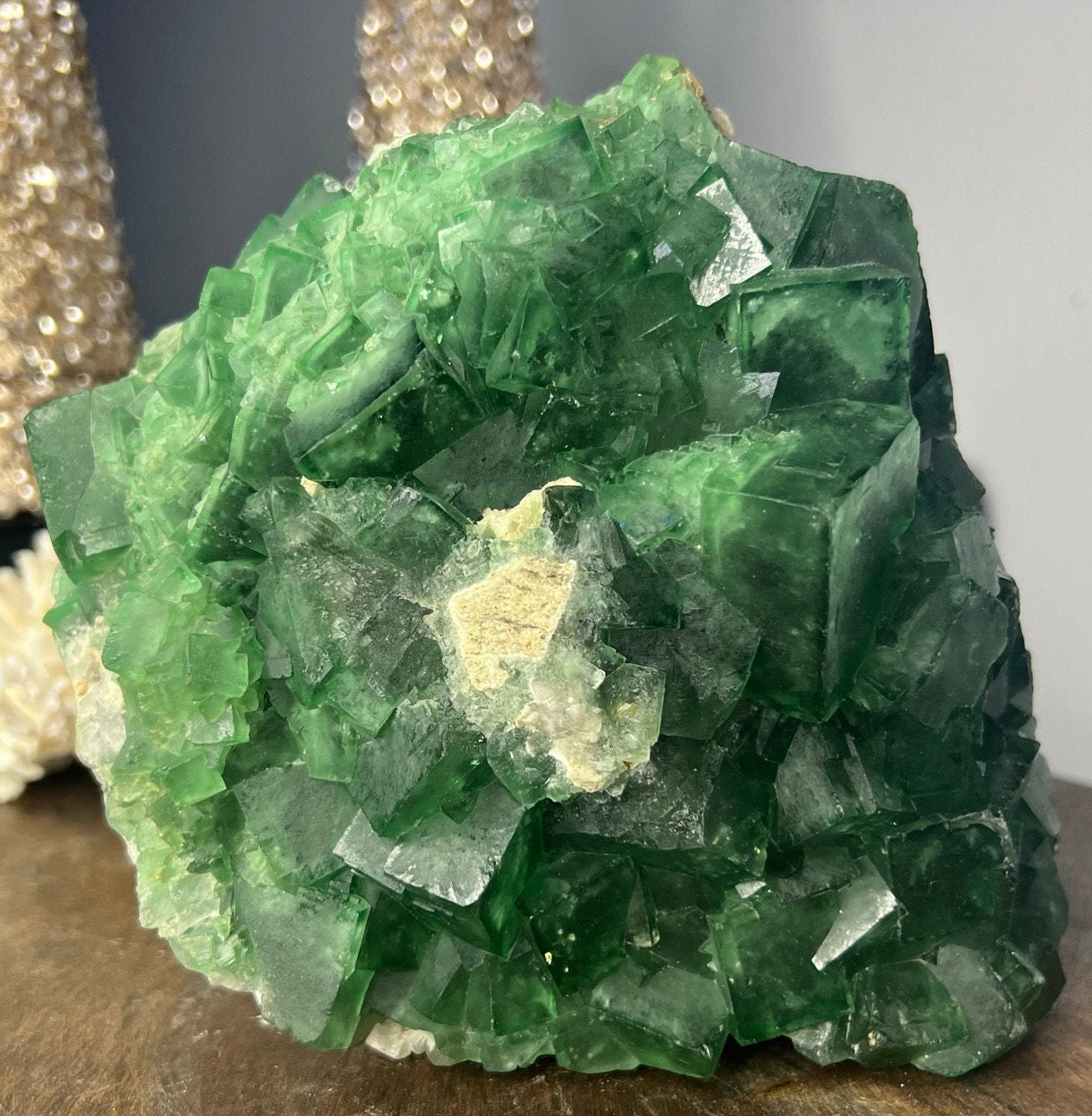 UV Reactive Green Fluorite Cubes-Madagascar - Natural 6.68lbs