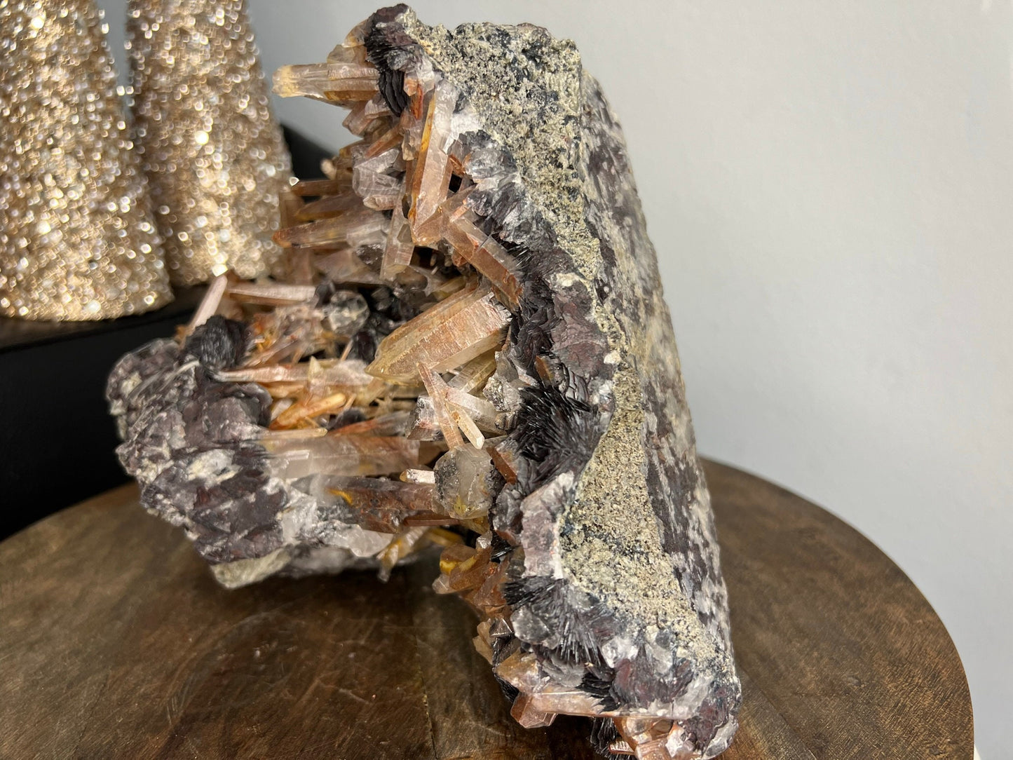 Large MASSIVE Extremely Rare (Guangdong Mine) Yellowish/Red Iron QUARTZ Crystals w/Hematite/Specularite Rosettes 15.37lbs