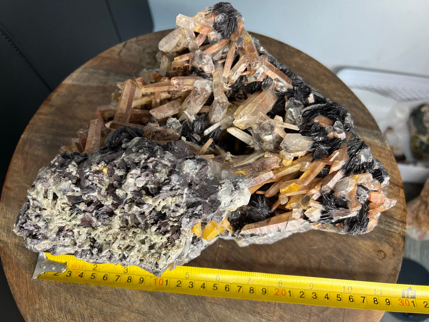 Large MASSIVE Extremely Rare (Guangdong Mine) Yellowish/Red Iron QUARTZ Crystals w/Hematite/Specularite Rosettes 15.37lbs