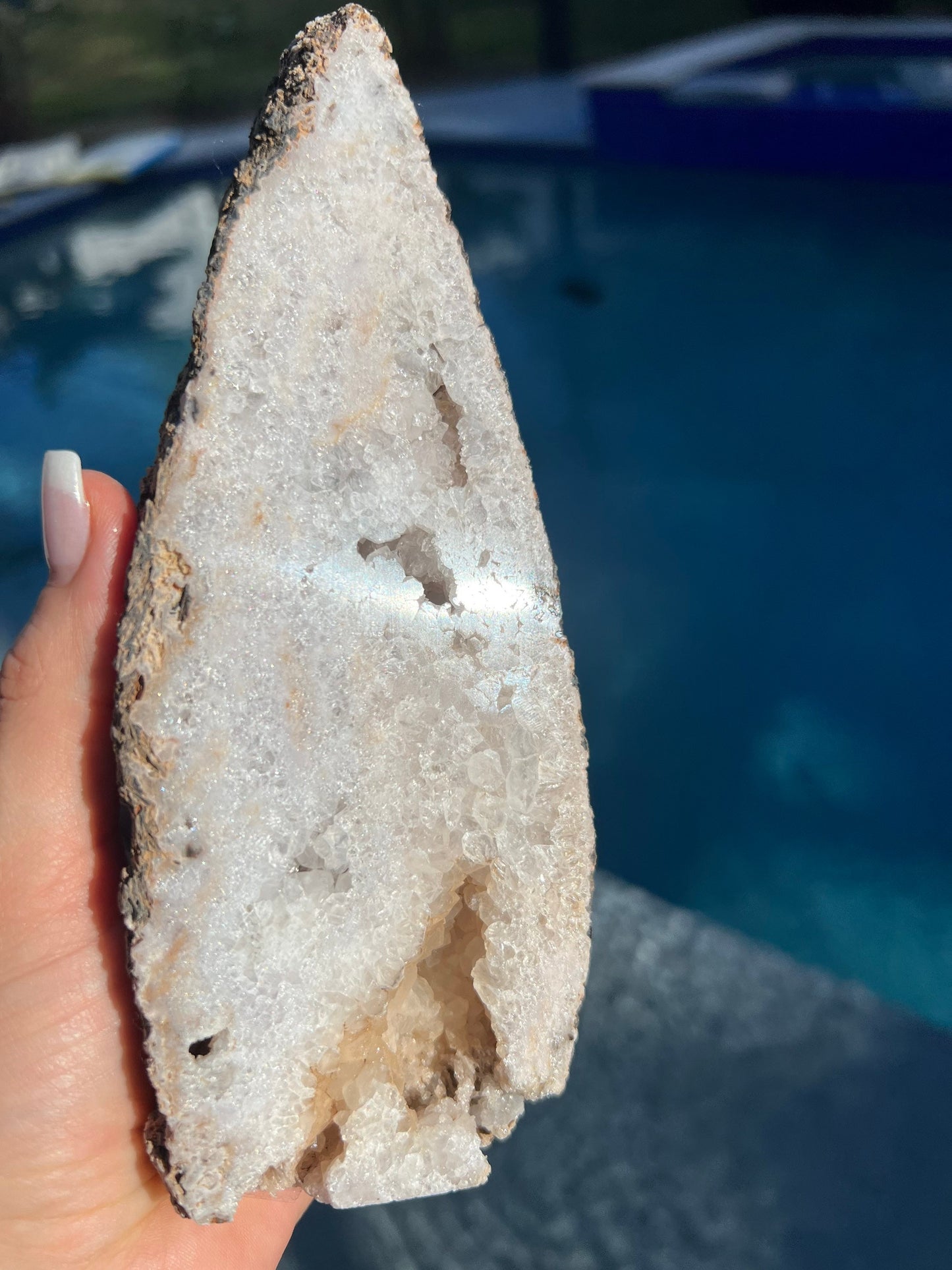 Geode matching set of 2 freestanding 7 inches tall. From Brazil. 4pounds 3oz
