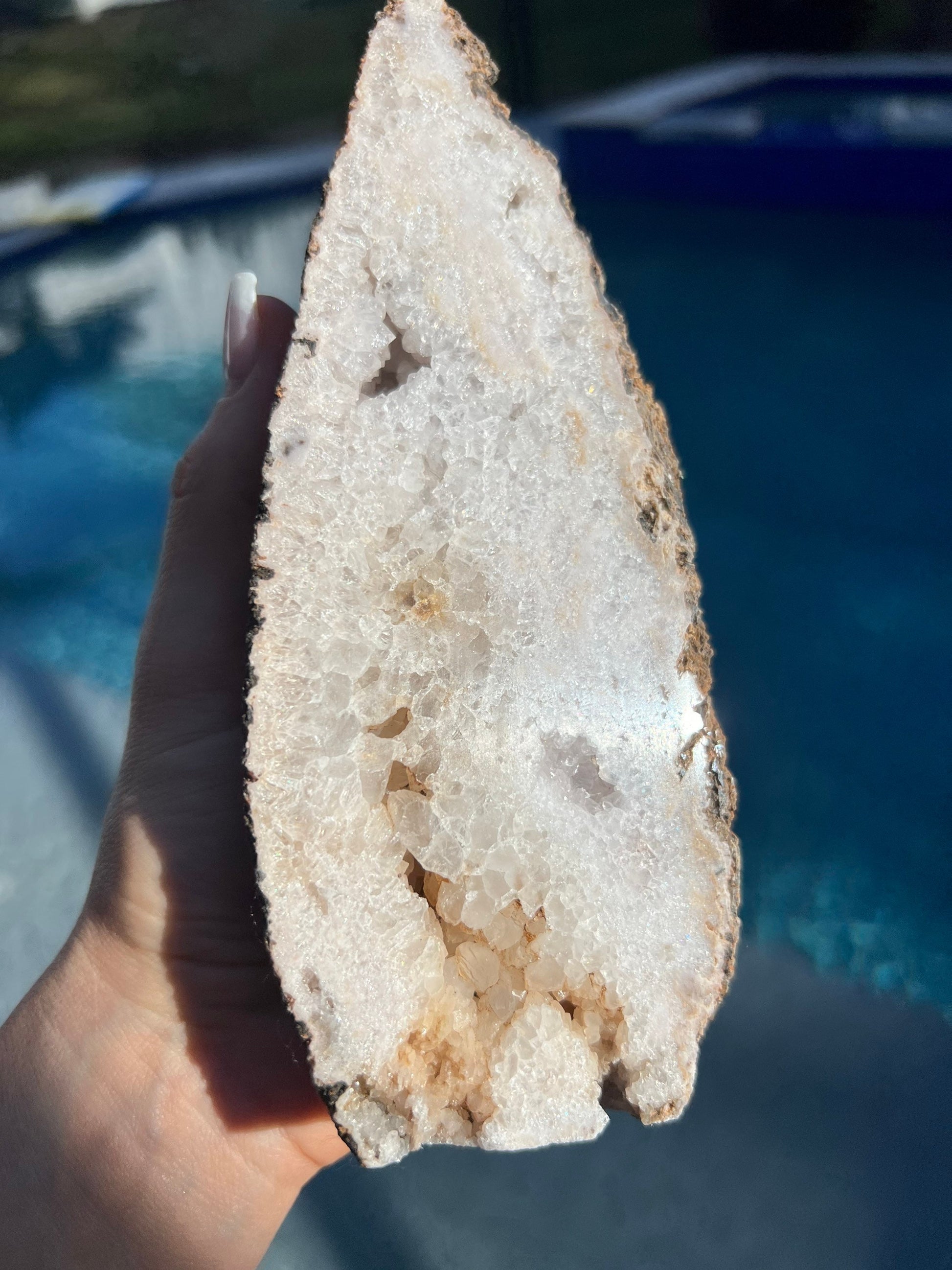 Geode matching set of 2 freestanding 7 inches tall. From Brazil. 4pounds 3oz
